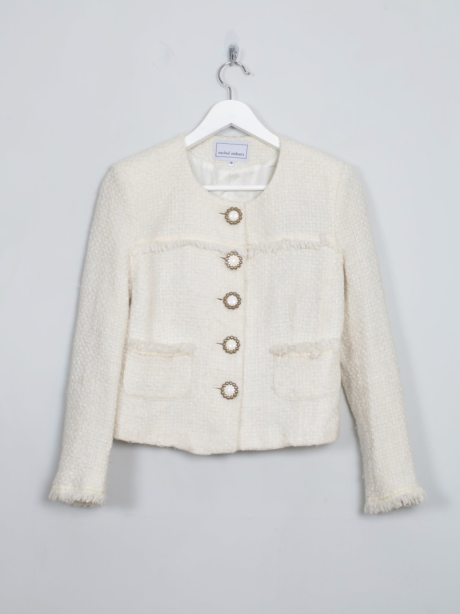 Women's Vintage Cream Tweed Jacket S