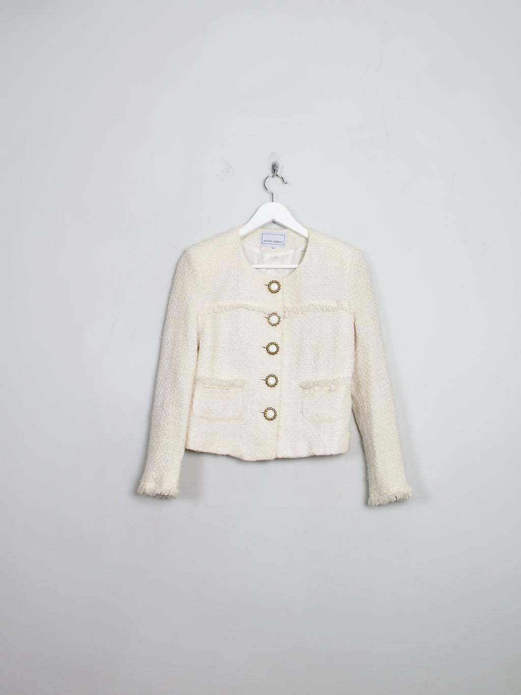 Women's Vintage Cream Tweed Jacket S