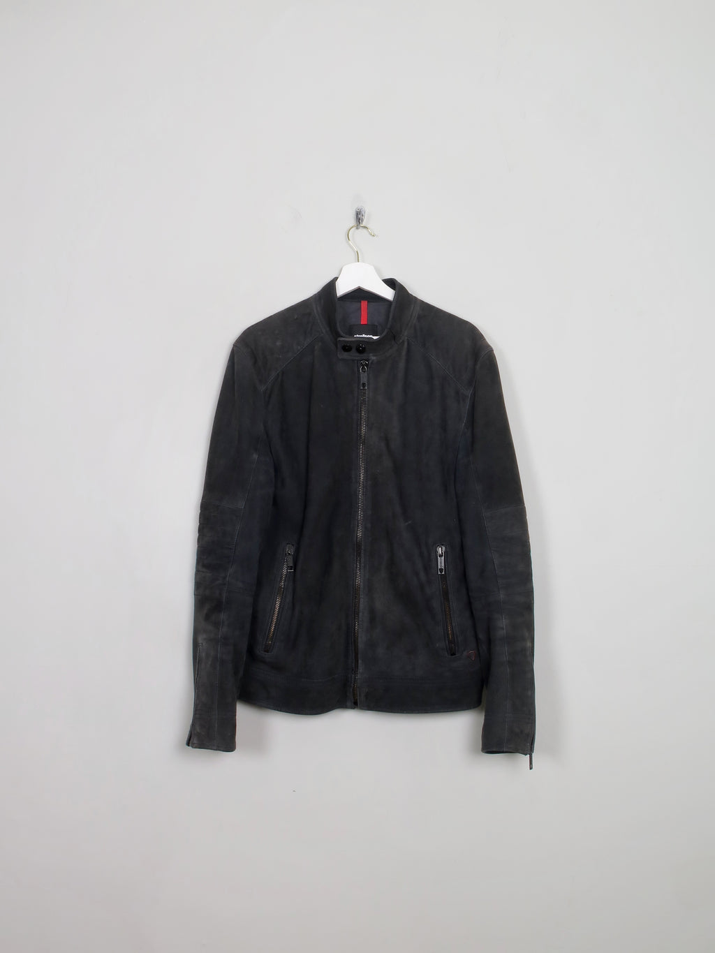 Men's Black Charcoal Suede Biker Jacket Stellson M