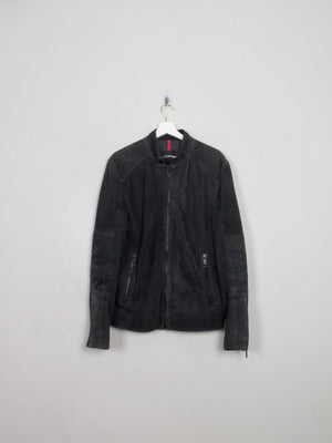 Men's Black Charcoal Suede Biker Jacket Stellson M