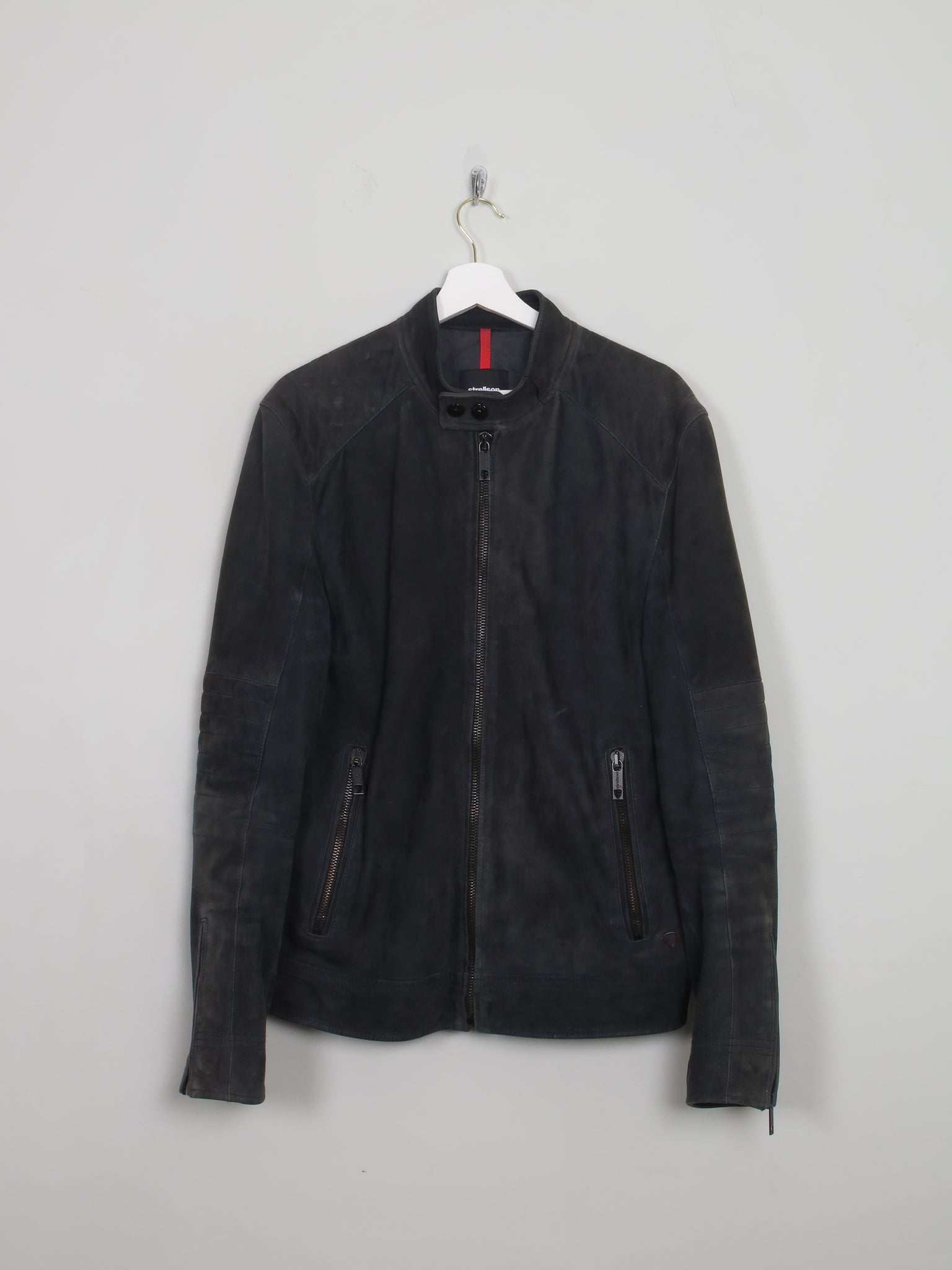 Men's Black Charcoal Suede Biker Jacket Stellson M