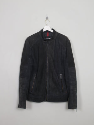 Men's Black Charcoal Suede Biker Jacket Stellson M