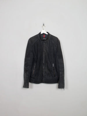 Men's Black Charcoal Suede Biker Jacket Stellson M