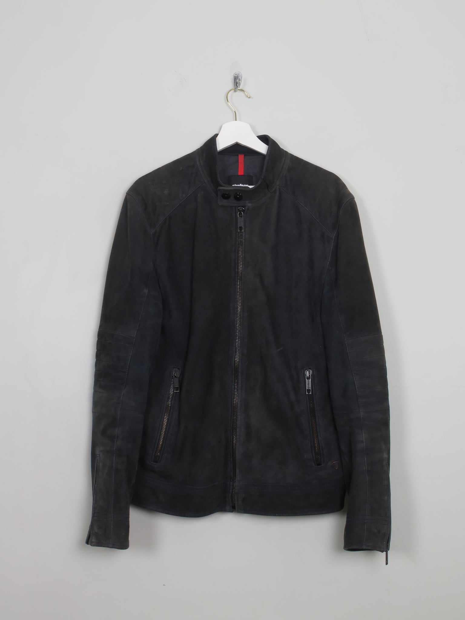 Men's Black Charcoal Suede Biker Jacket Stellson M