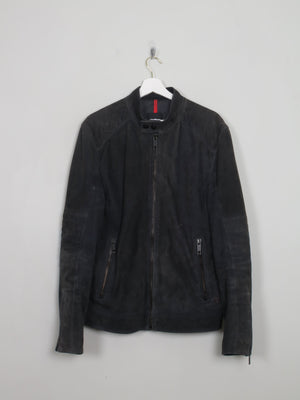 Men's Black Charcoal Suede Biker Jacket Stellson M
