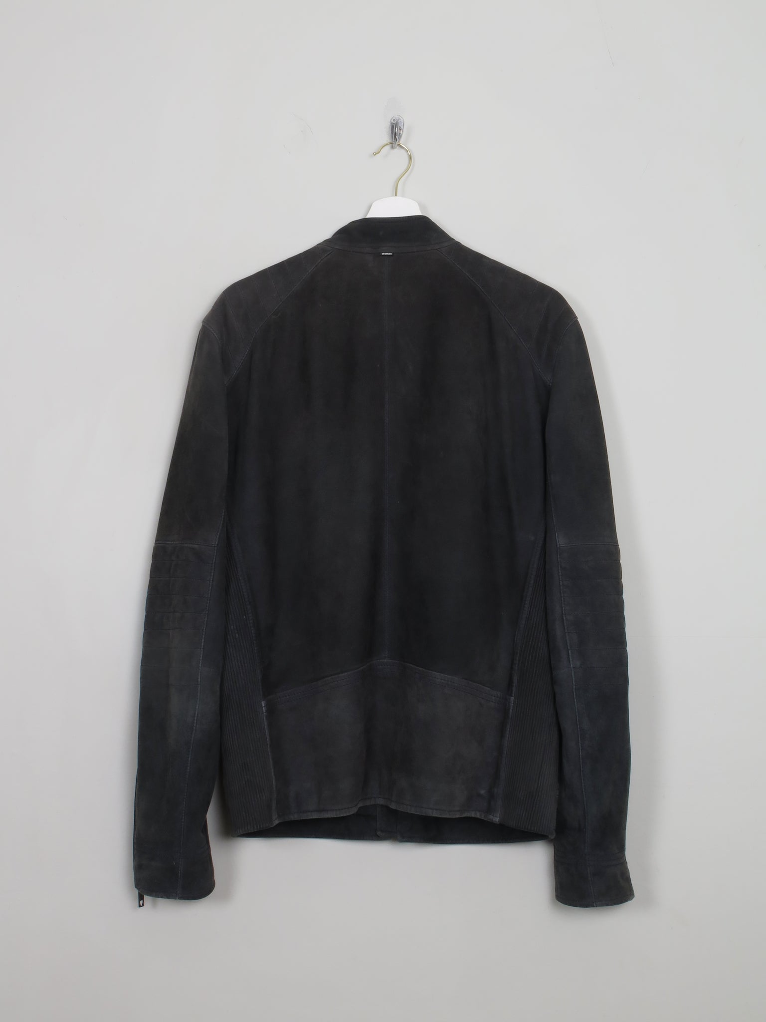Men's Black Charcoal Suede Biker Jacket Stellson M