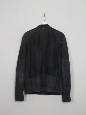 Men's Black Charcoal Suede Biker Jacket Stellson M