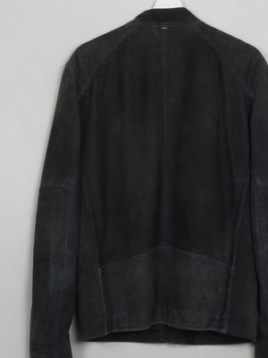 Men's Black Charcoal Suede Biker Jacket Stellson M
