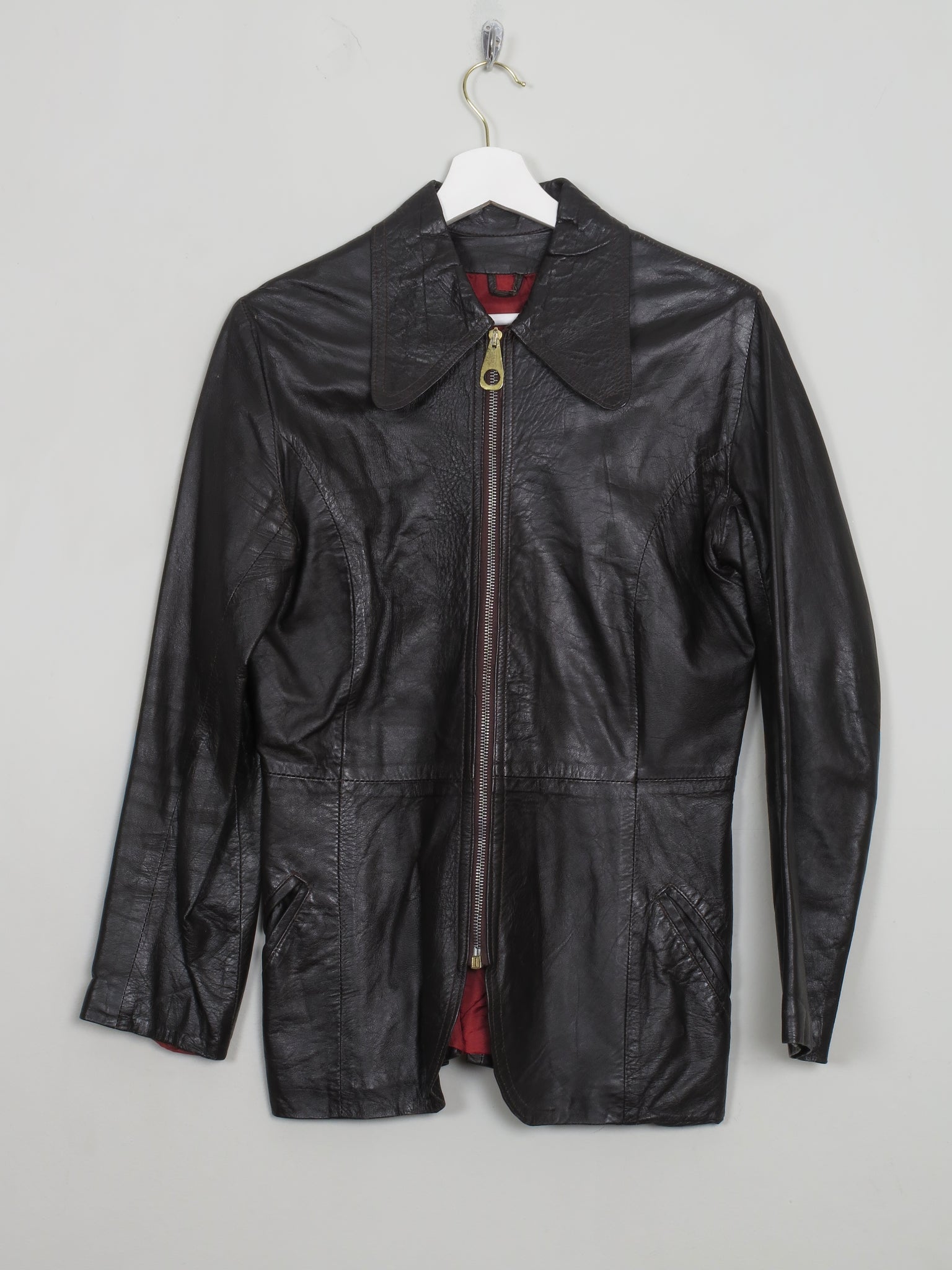 Women's VIntage 1970s Brown Leather Jacket S