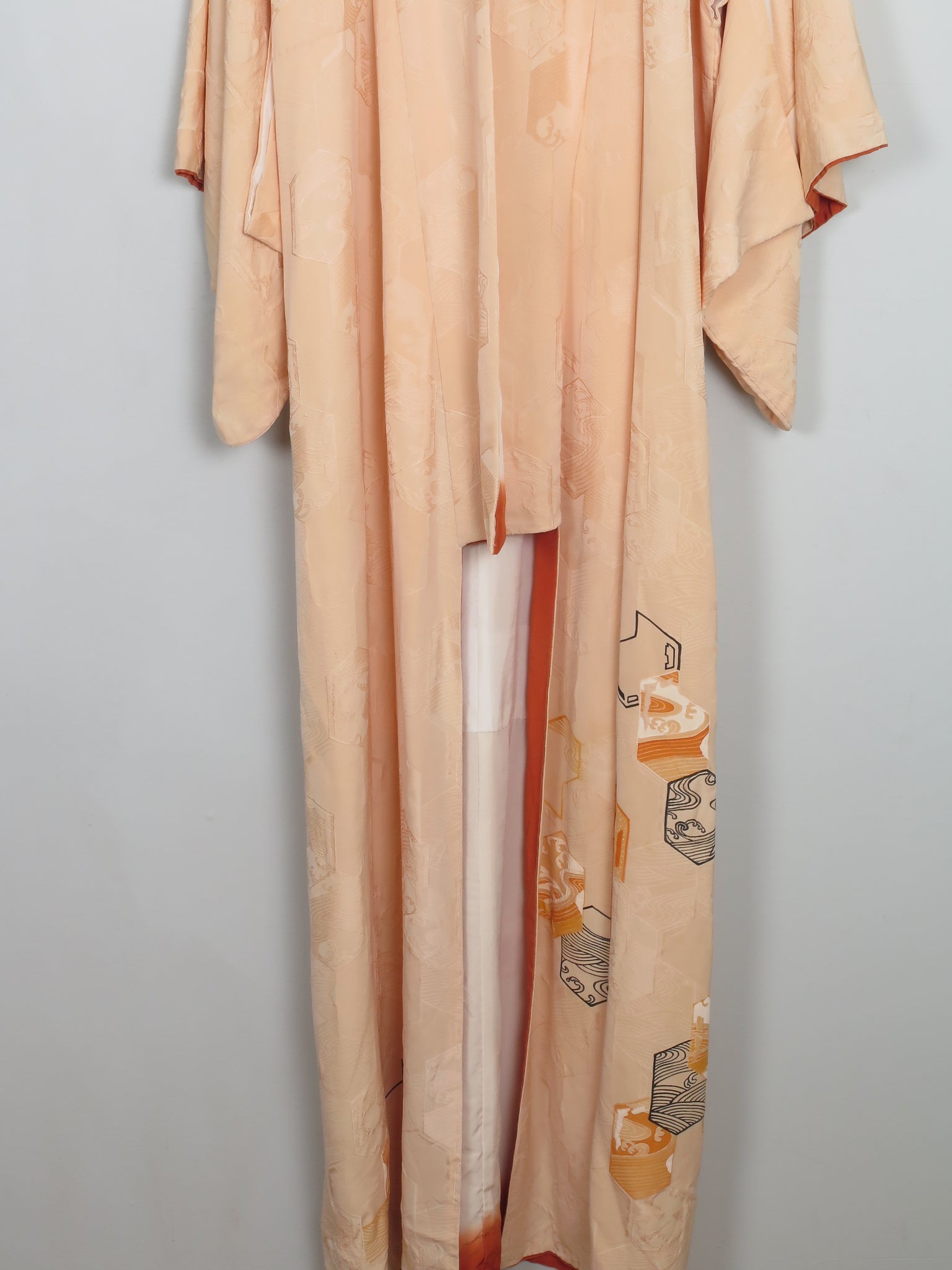 Vintage Peach Silk Kimono S/M