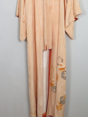 Vintage Peach Silk Kimono S/M