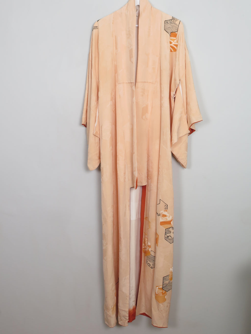 Vintage Peach Silk Kimono S/M