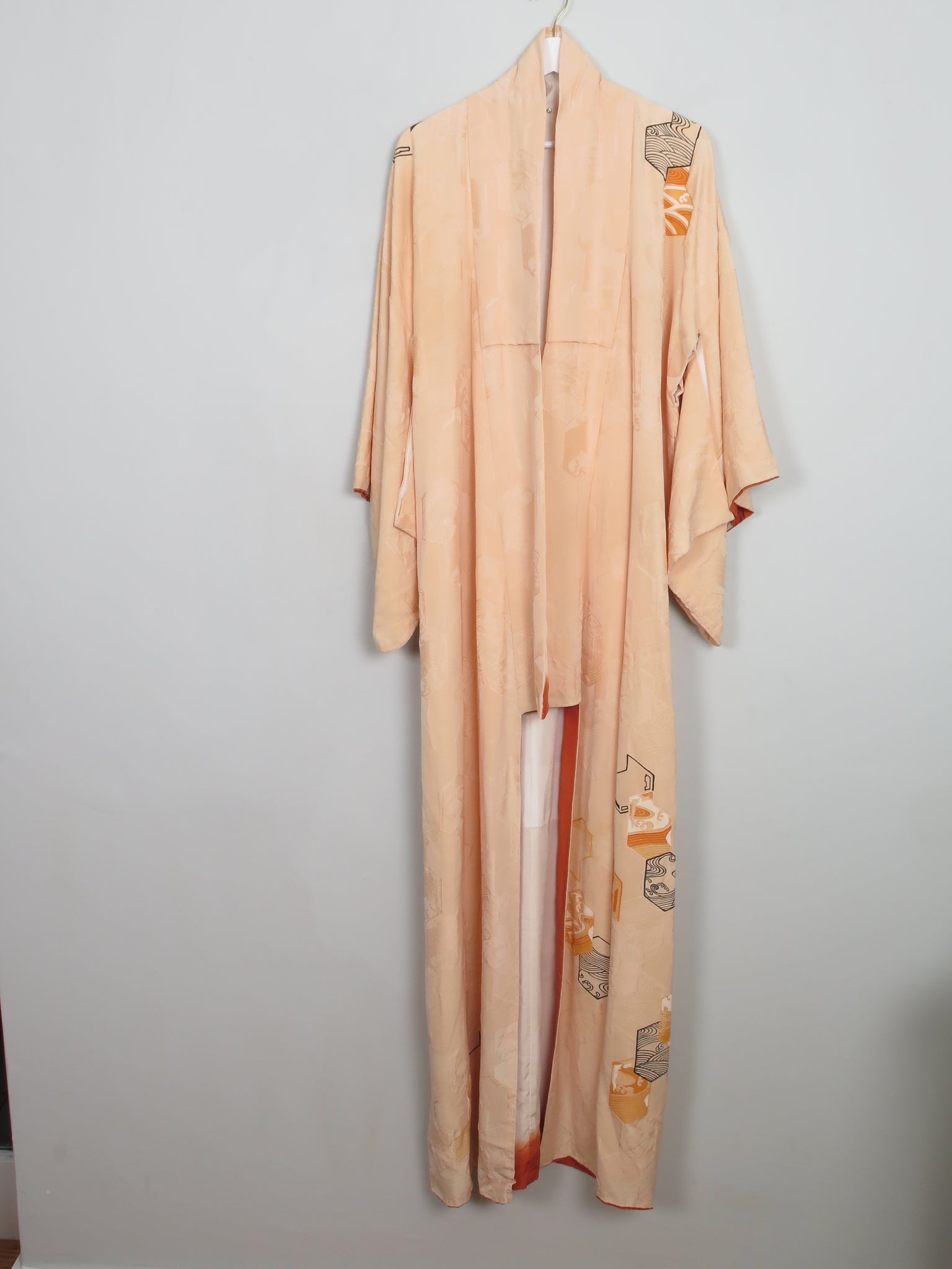 Vintage Peach Silk Kimono S/M