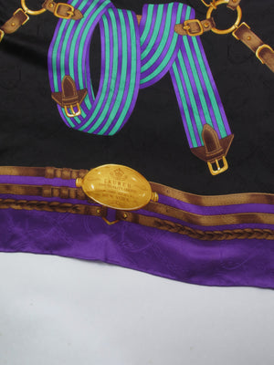 Vintage Large Silk Purple & Black Ralph Lauren Scarf