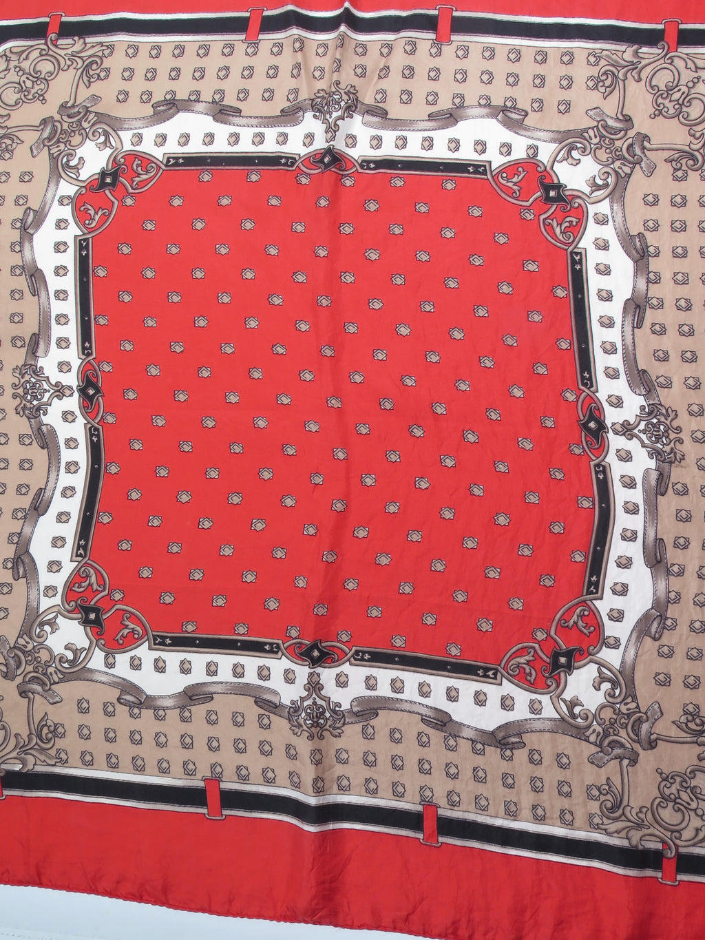 Women's Red Silk Patterned Scarf - The Harlequin