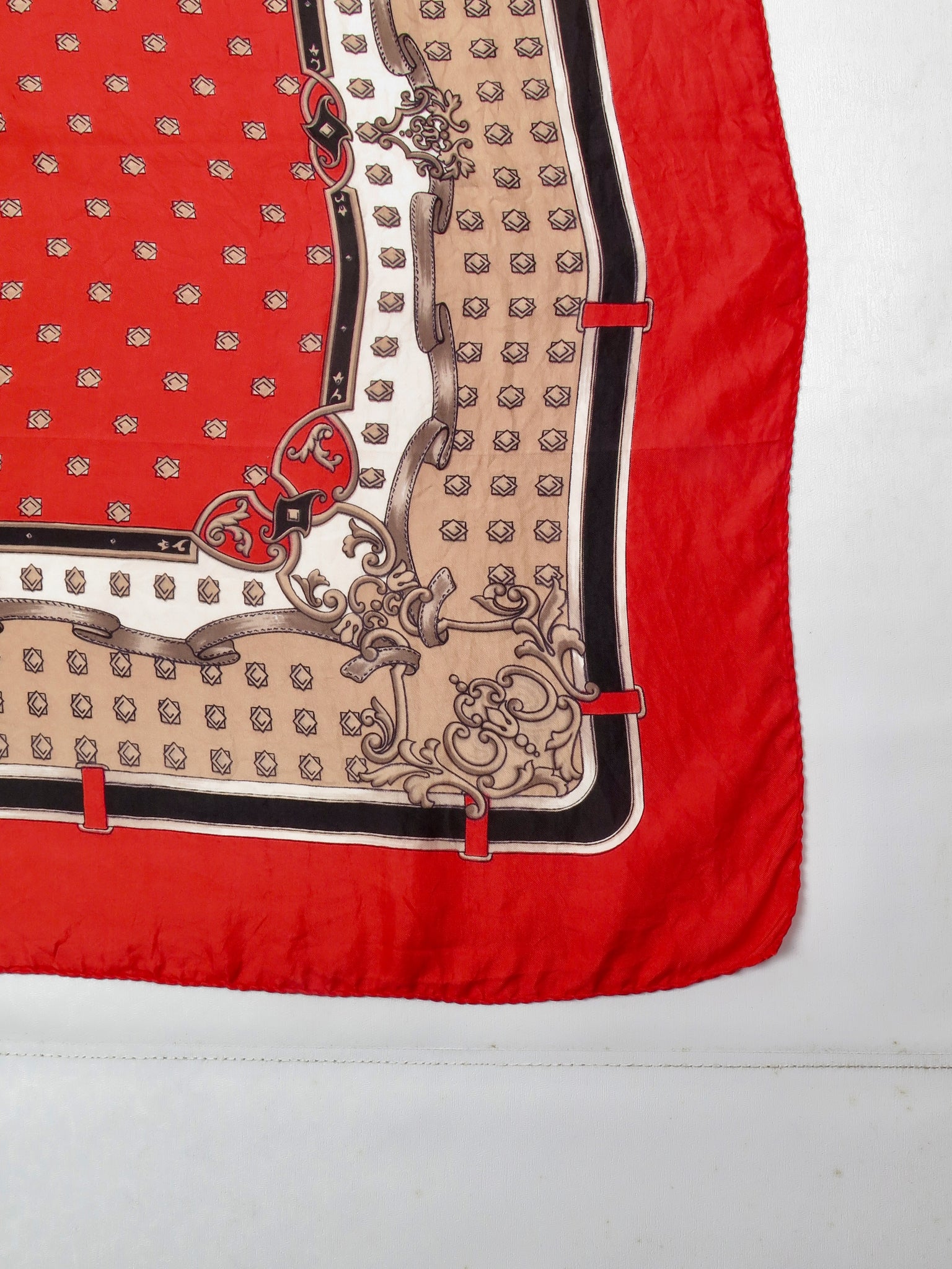 Women's Red Silk Patterned Scarf - The Harlequin