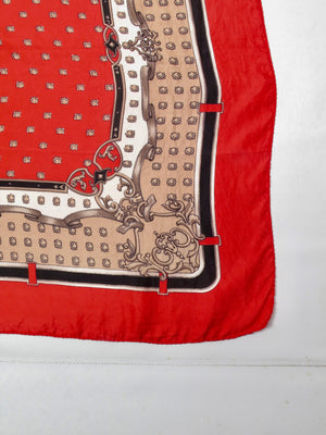 Women's Red Silk Patterned Scarf - The Harlequin