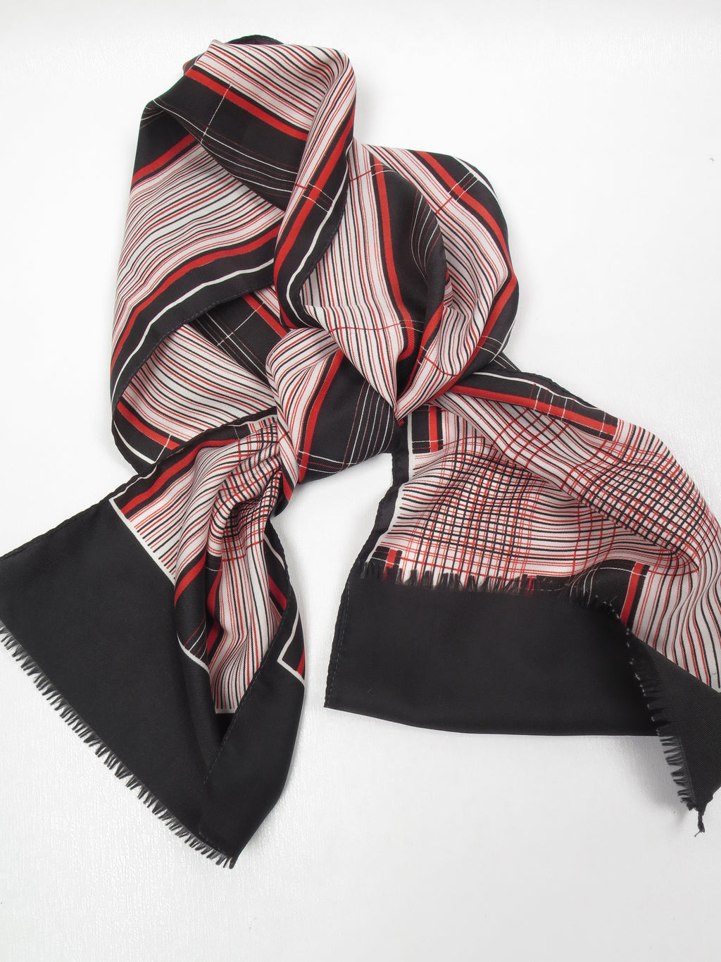 Vintage Striped Red & Black Neck Scarf - The Harlequin