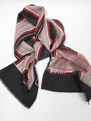 Vintage Striped Red & Black Neck Scarf - The Harlequin