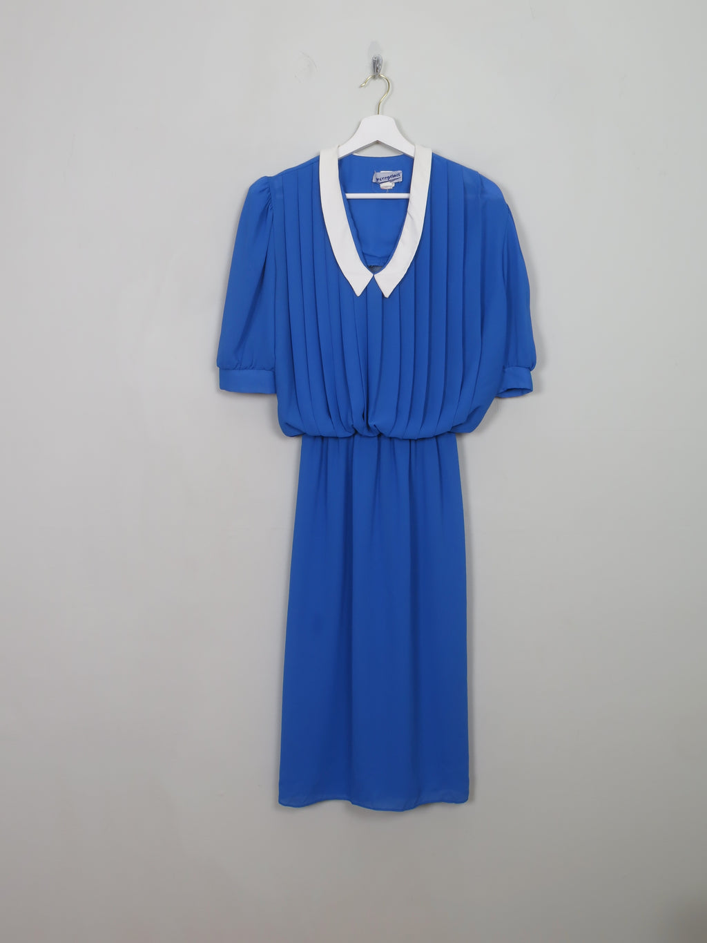 Vintage Blue 1980s Collared Dress S/M