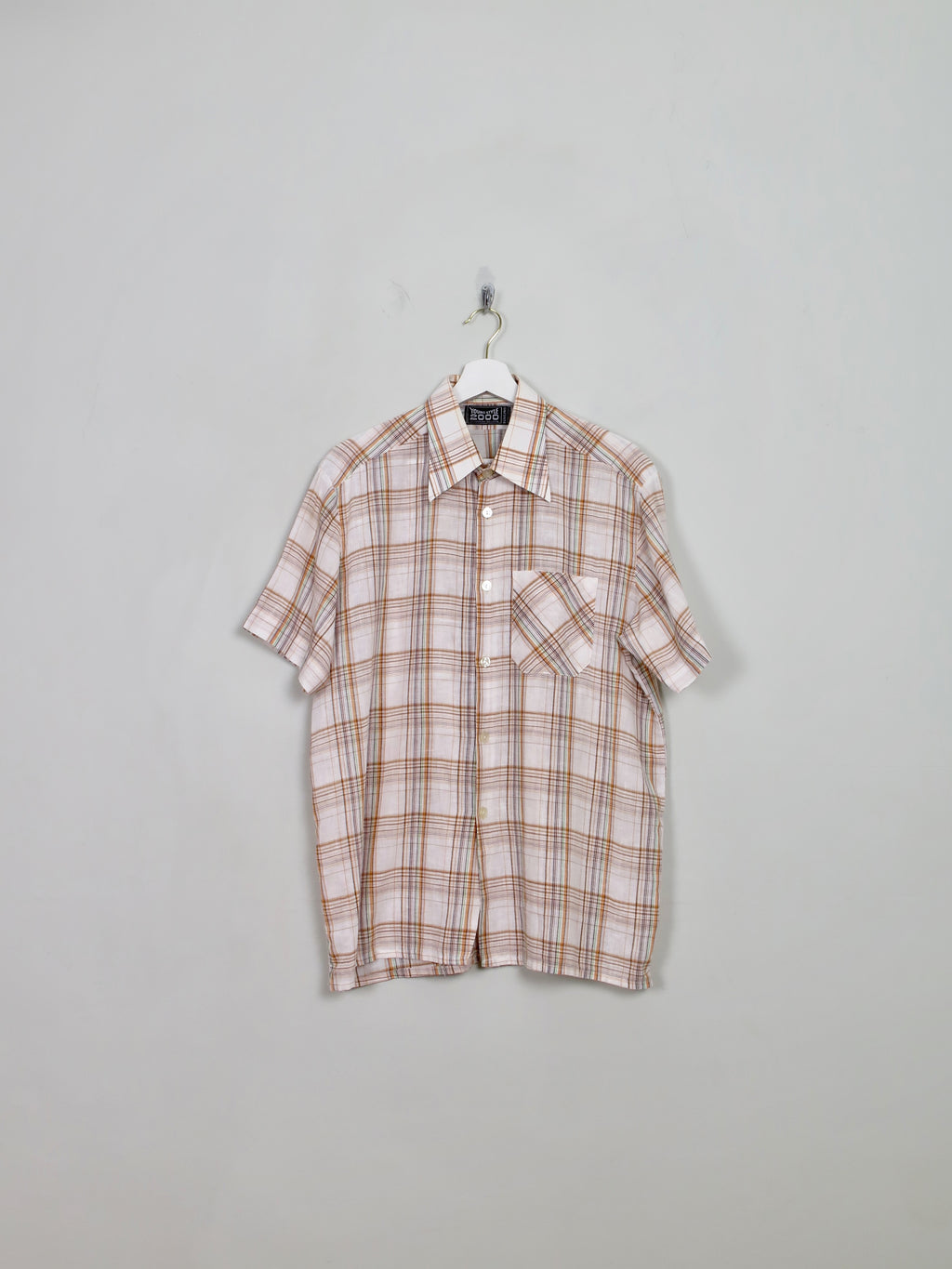Men's Vintage Cream Check Shirt L