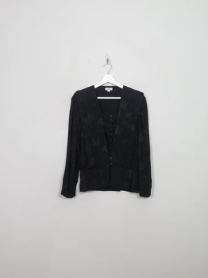 Women's Vintage Black Jacquard Long Sleeved Blouse S