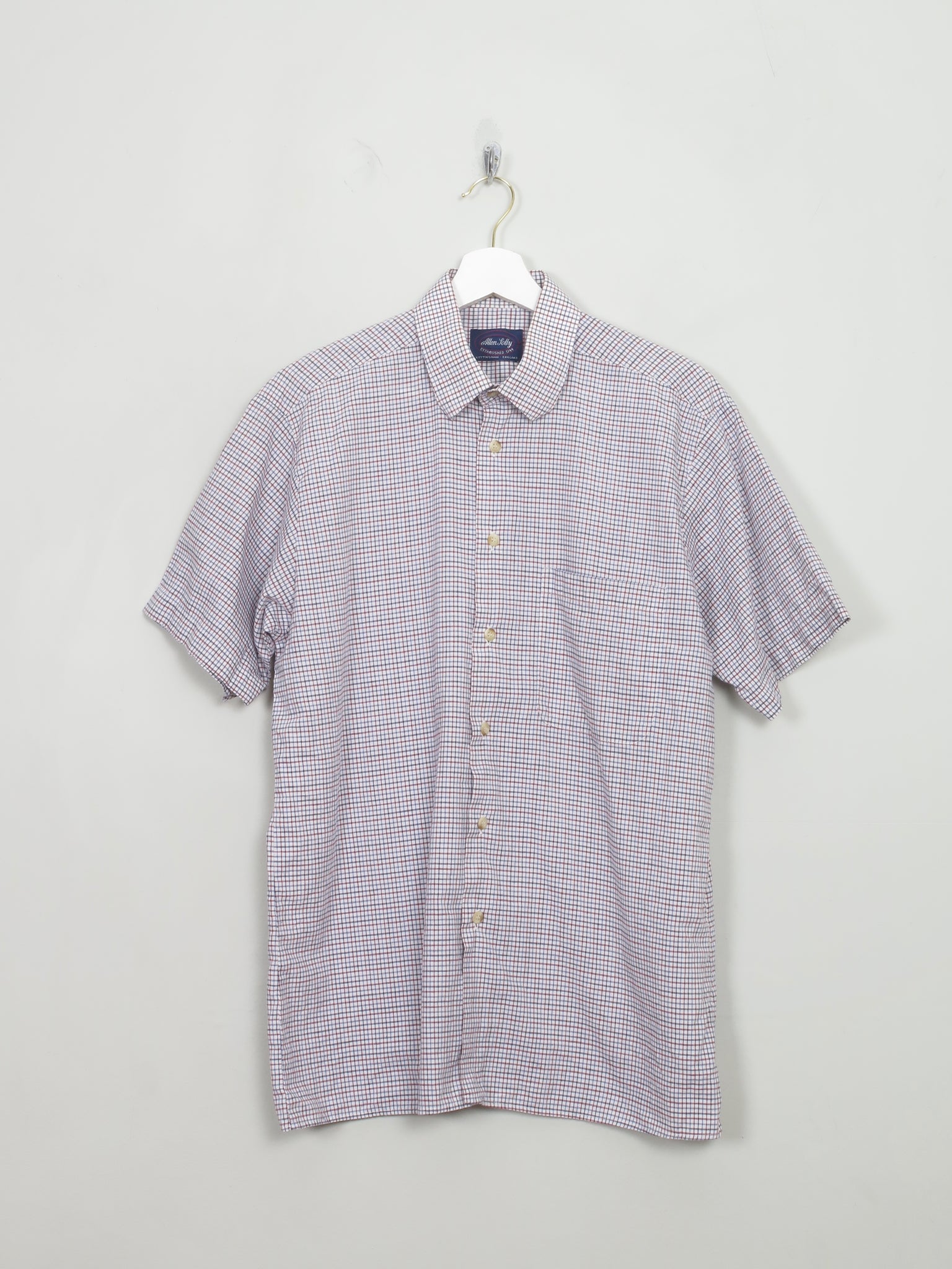 Men's Vintage Allen Solly Short Sleeved Check Shirt M