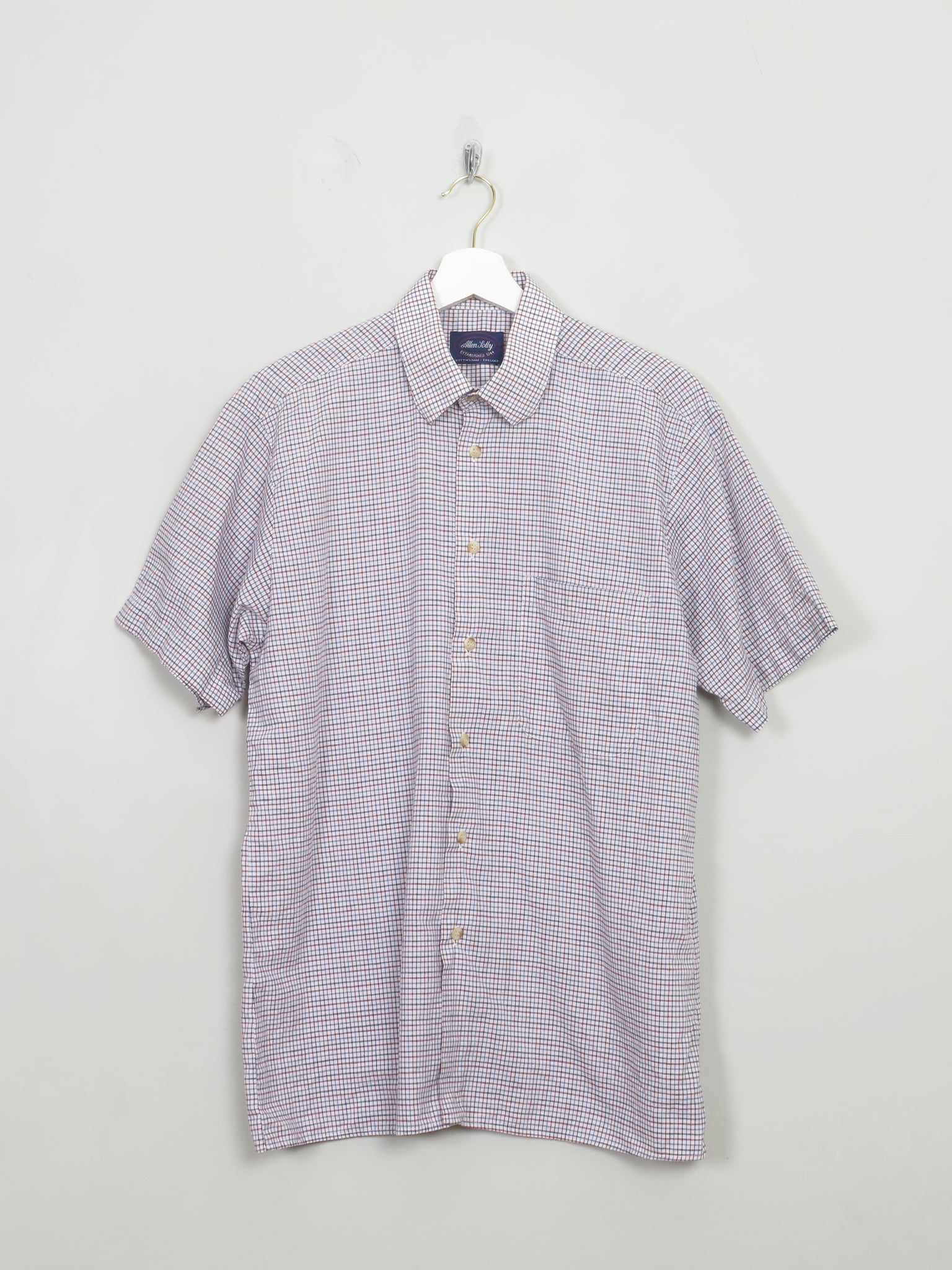Men's Vintage Allen Solly Short Sleeved Check Shirt M