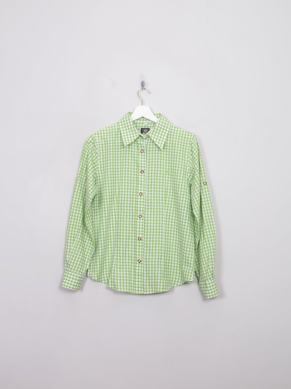 Women's Vintage Green Gingham Austrian Shirt M