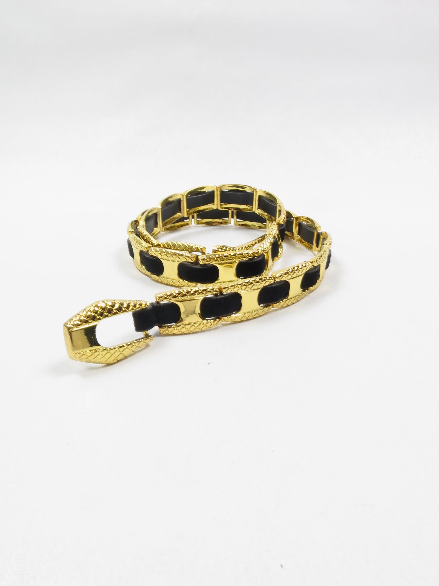 Vintage Gold & Black Metal Belt S/M