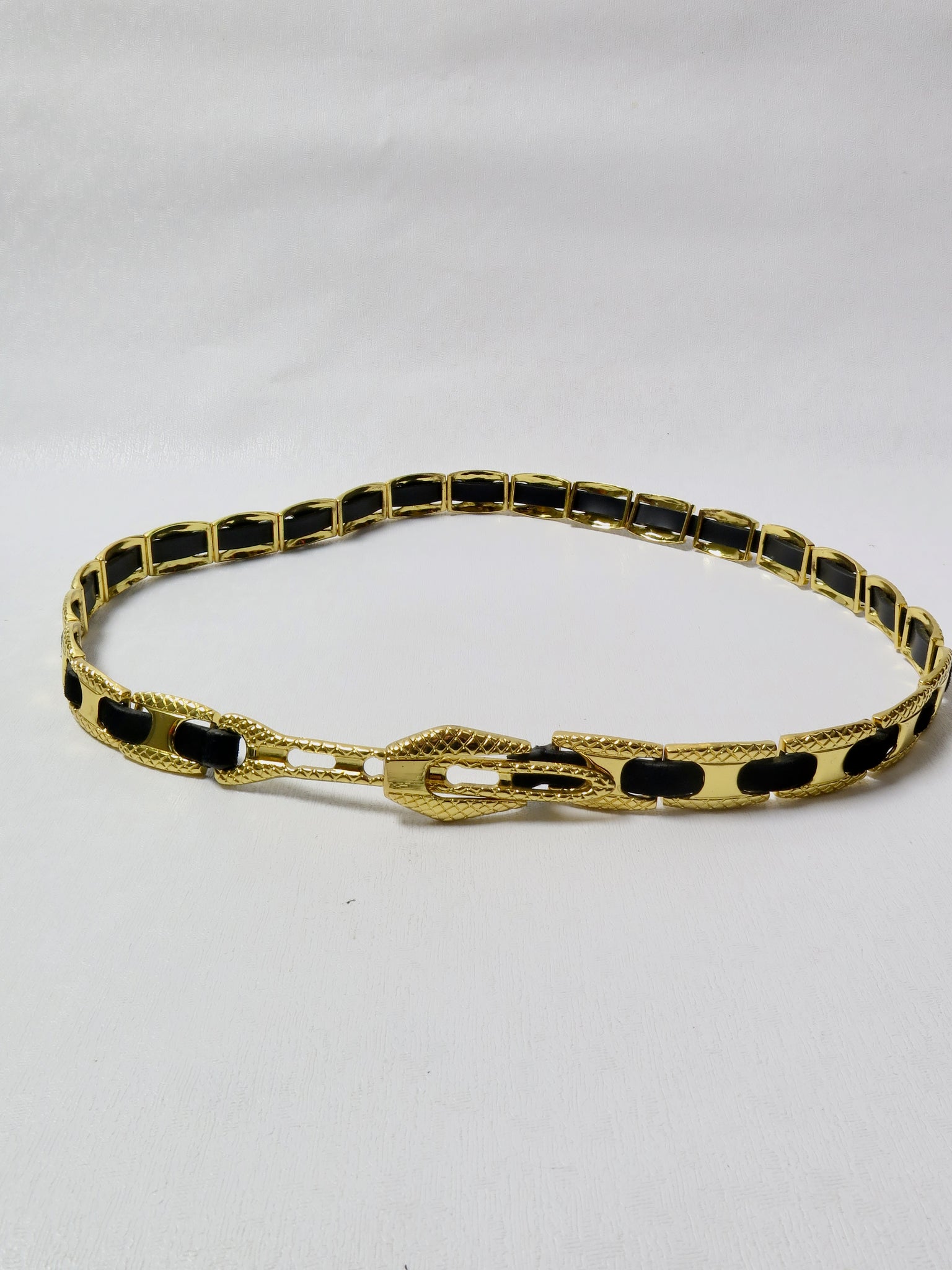 Vintage Gold & Black Metal Belt S/M
