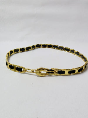 Vintage Gold & Black Metal Belt S/M