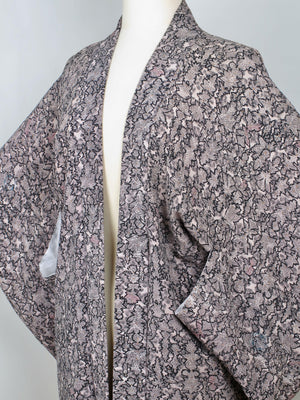 Vintage Brocade Harori Kimono Pink & Grey M