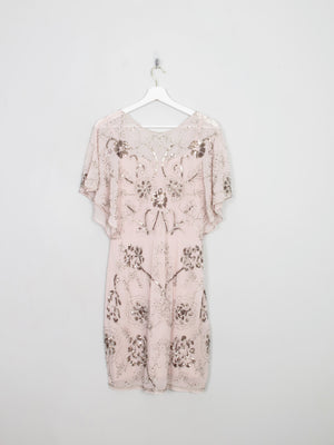 Vintage Style Nude Pink Beaded Dress S New