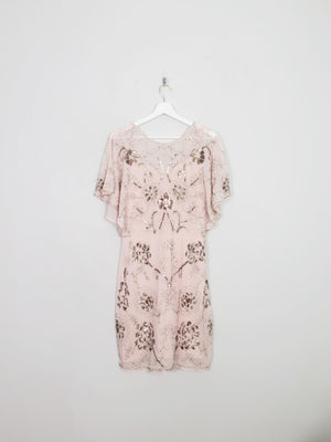 Vintage Style Nude Pink Beaded Dress S New