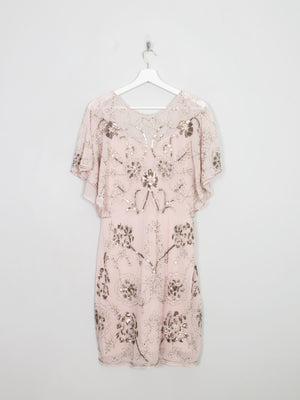 Vintage Style Nude Pink Beaded Dress S New