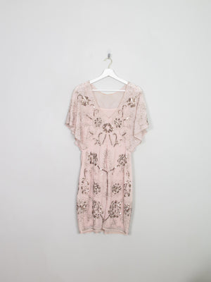 Vintage Style Nude Pink Beaded Dress S New