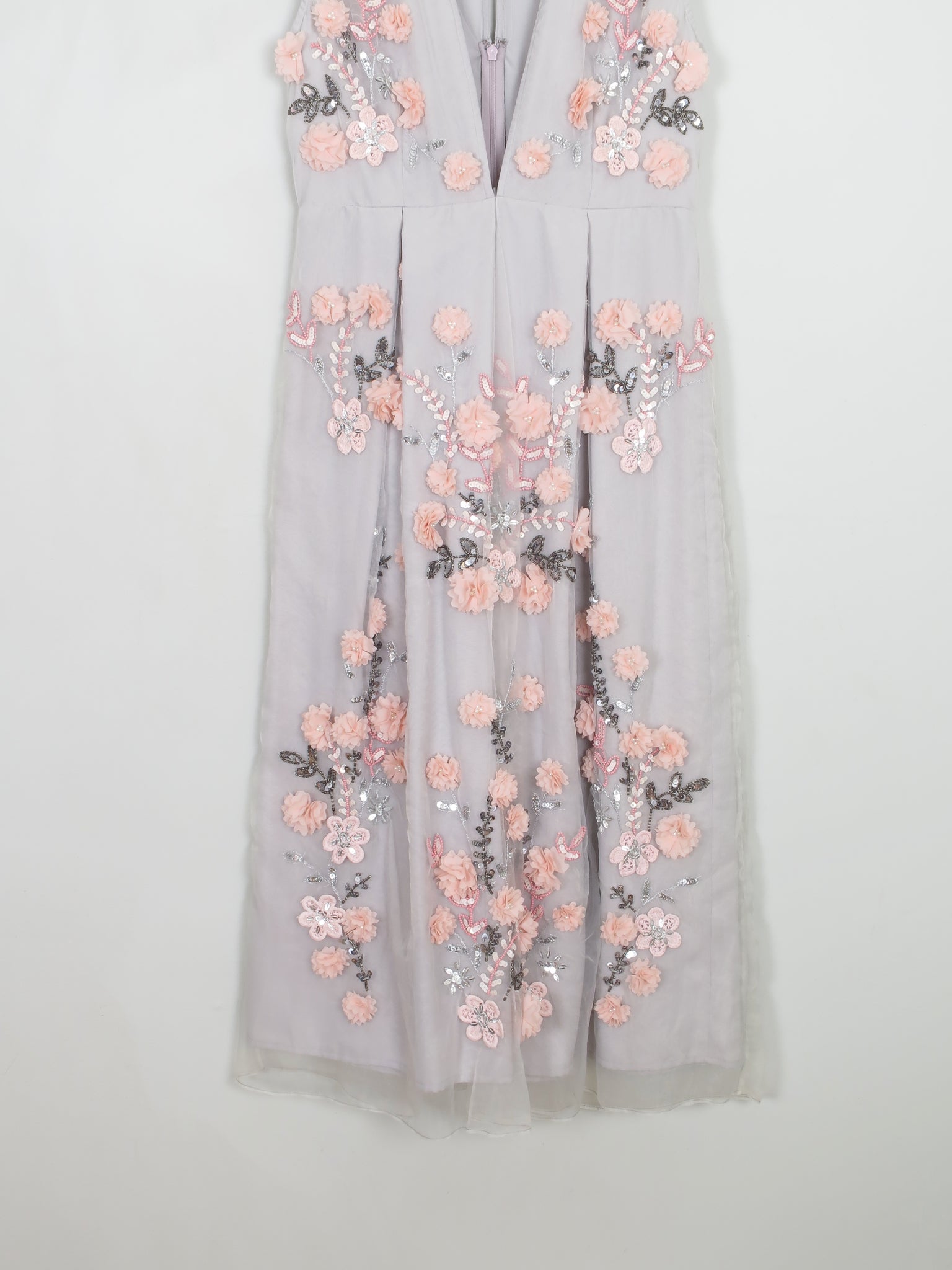 Vintage Style Embellished Grey & Pink Dress 10 New - The Harlequin