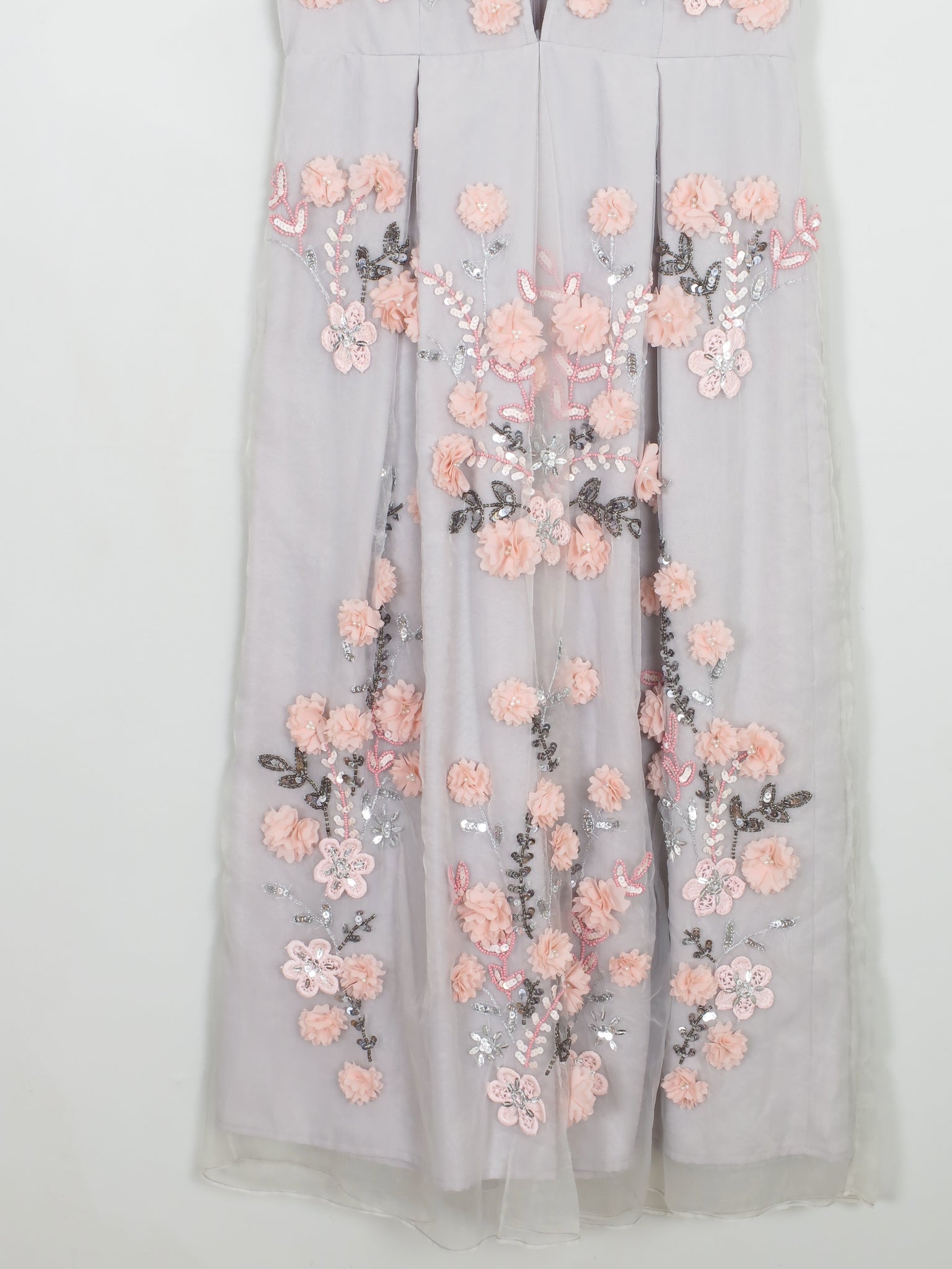 Vintage Style Embellished Grey & Pink Dress 10 New - The Harlequin
