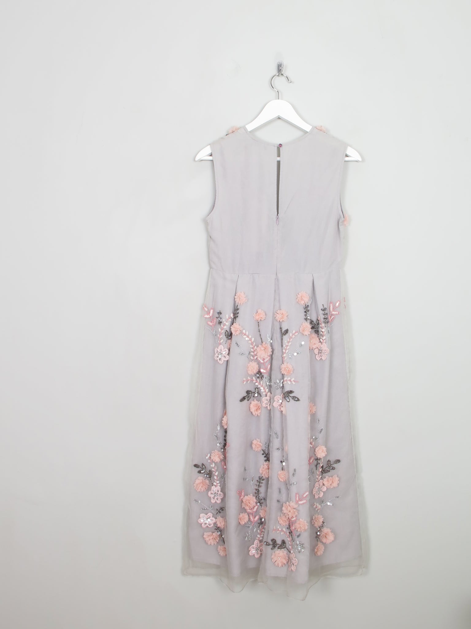Vintage Style Embellished Grey & Pink Dress 10 New - The Harlequin