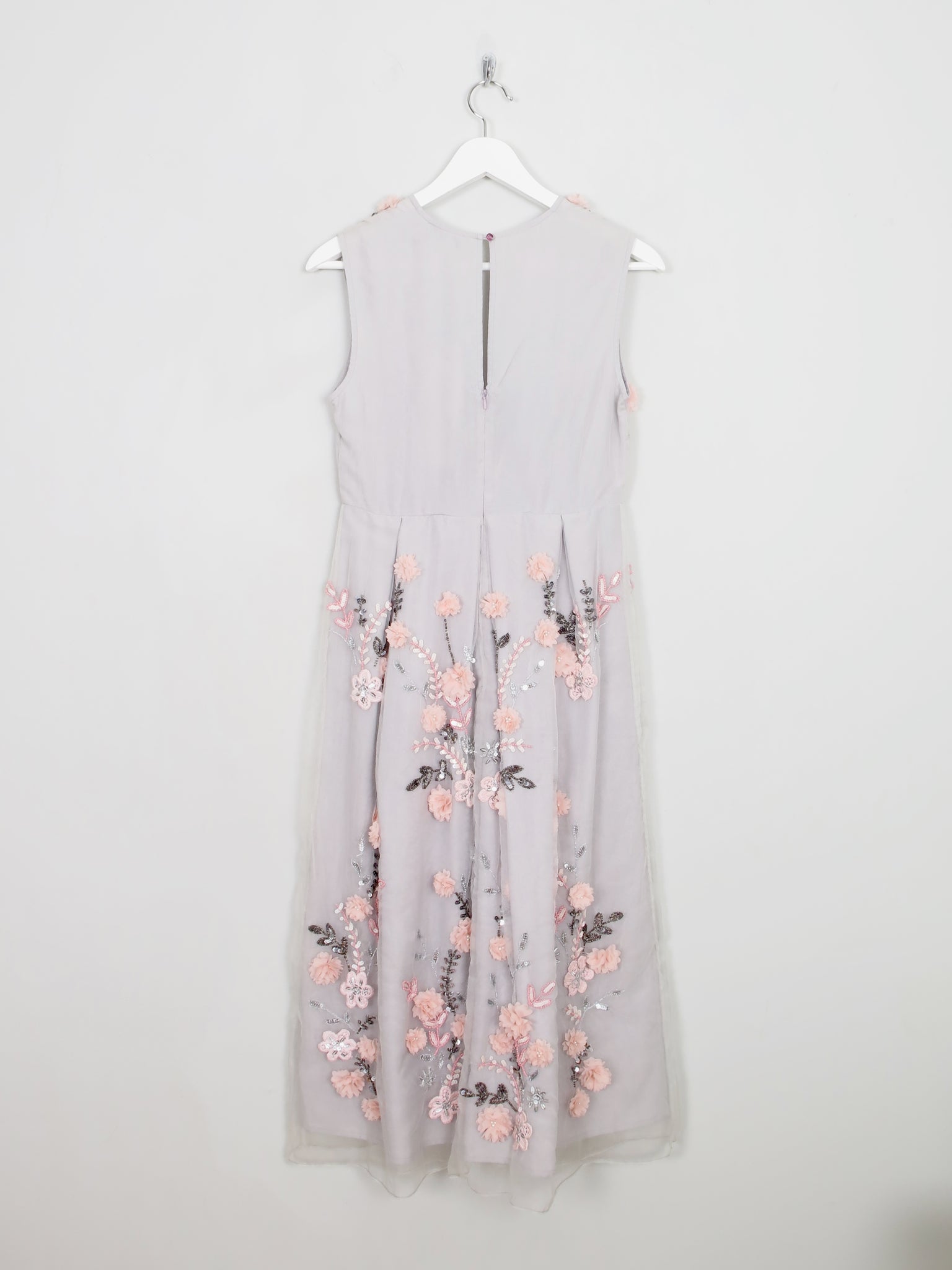 Vintage Style Embellished Grey & Pink Dress 10 New - The Harlequin