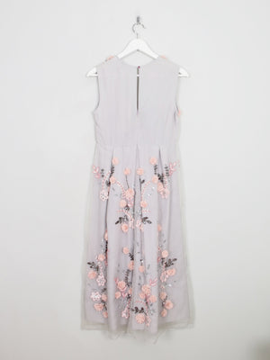Vintage Style Embellished Grey & Pink Dress 10 New - The Harlequin