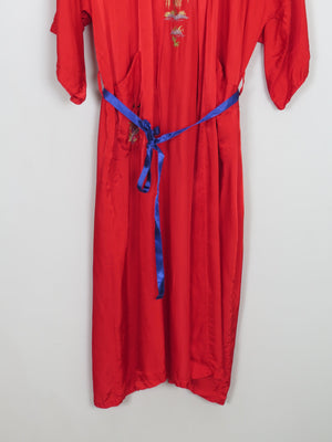Women's Vintage Red Satin Kimono S/M - The Harlequin