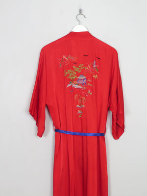 Women's Vintage Red Satin Kimono S/M - The Harlequin