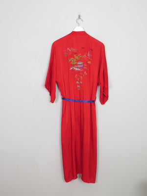 Women's Vintage Red Satin Kimono S/M - The Harlequin