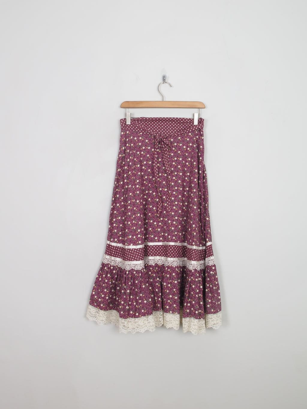 Vintage Prairie Style Flared Floral Skirt S - The Harlequin