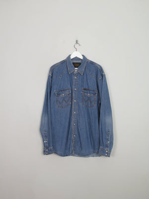 Men's Vintage Blue Denim Wrangler Shirt XL