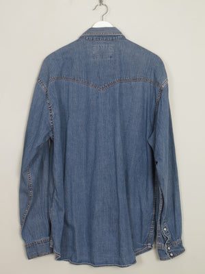 Men's Vintage Blue Denim Wrangler Shirt XL