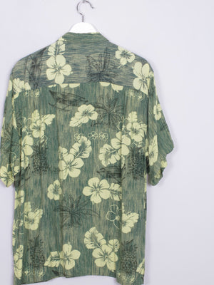 Men's Green Vintage Hawaiian Shirt M