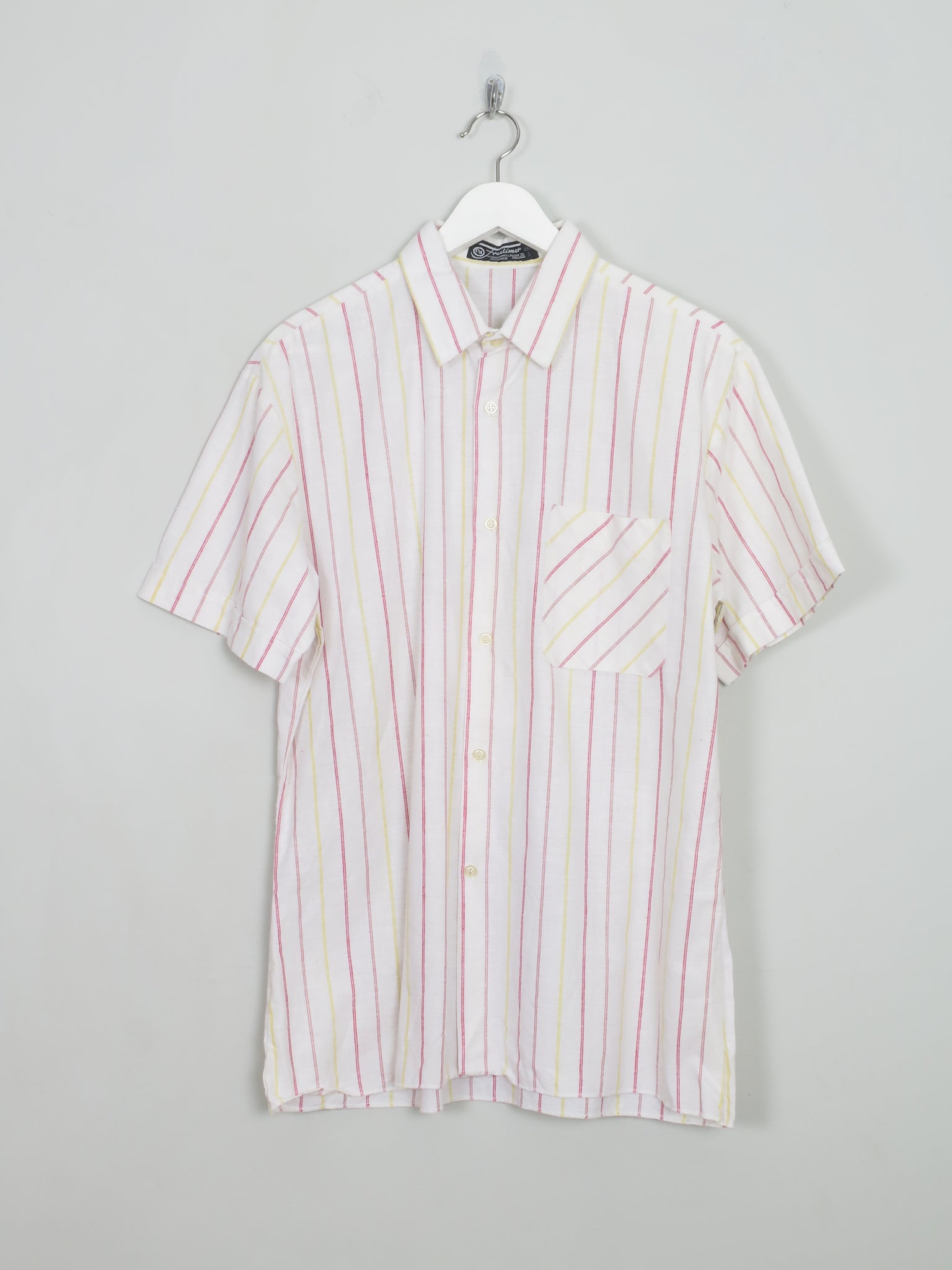Men's Vintage White Striped Short Sleeved Shirt XL